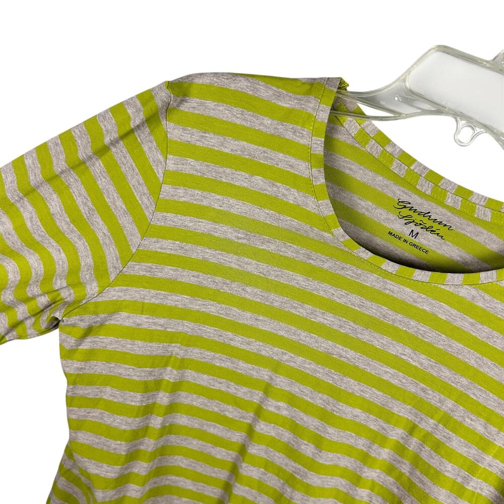 Gudrun Sjoden Long Sleeve Cream Green Striped Organic Cotton Tshirt M - Picture 3 of 6